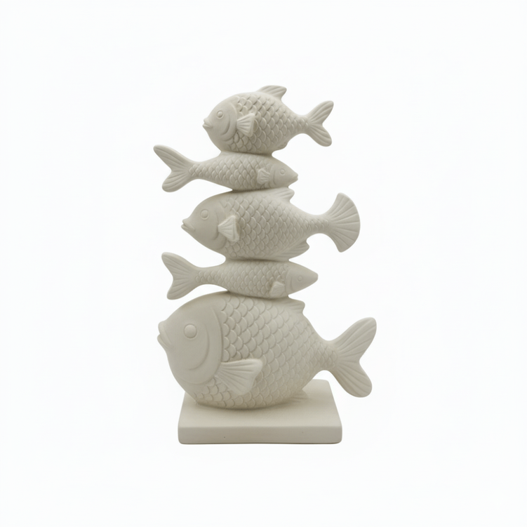 Escultura 5 Peixes Marmore 30Cm - Entrecasa